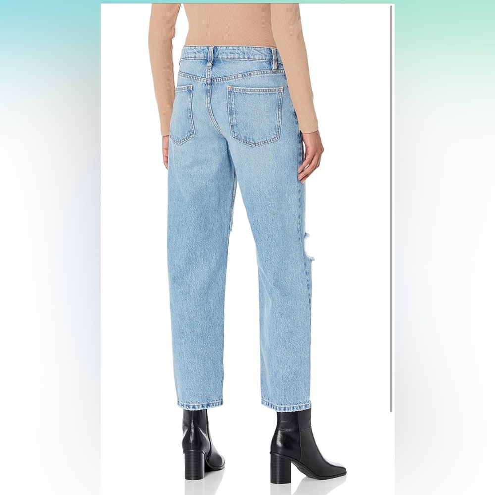 NWT The Drop Women's Luca High Rise Distressed Loose Straight fit, Dark Indigot - Picture 3 of 7
